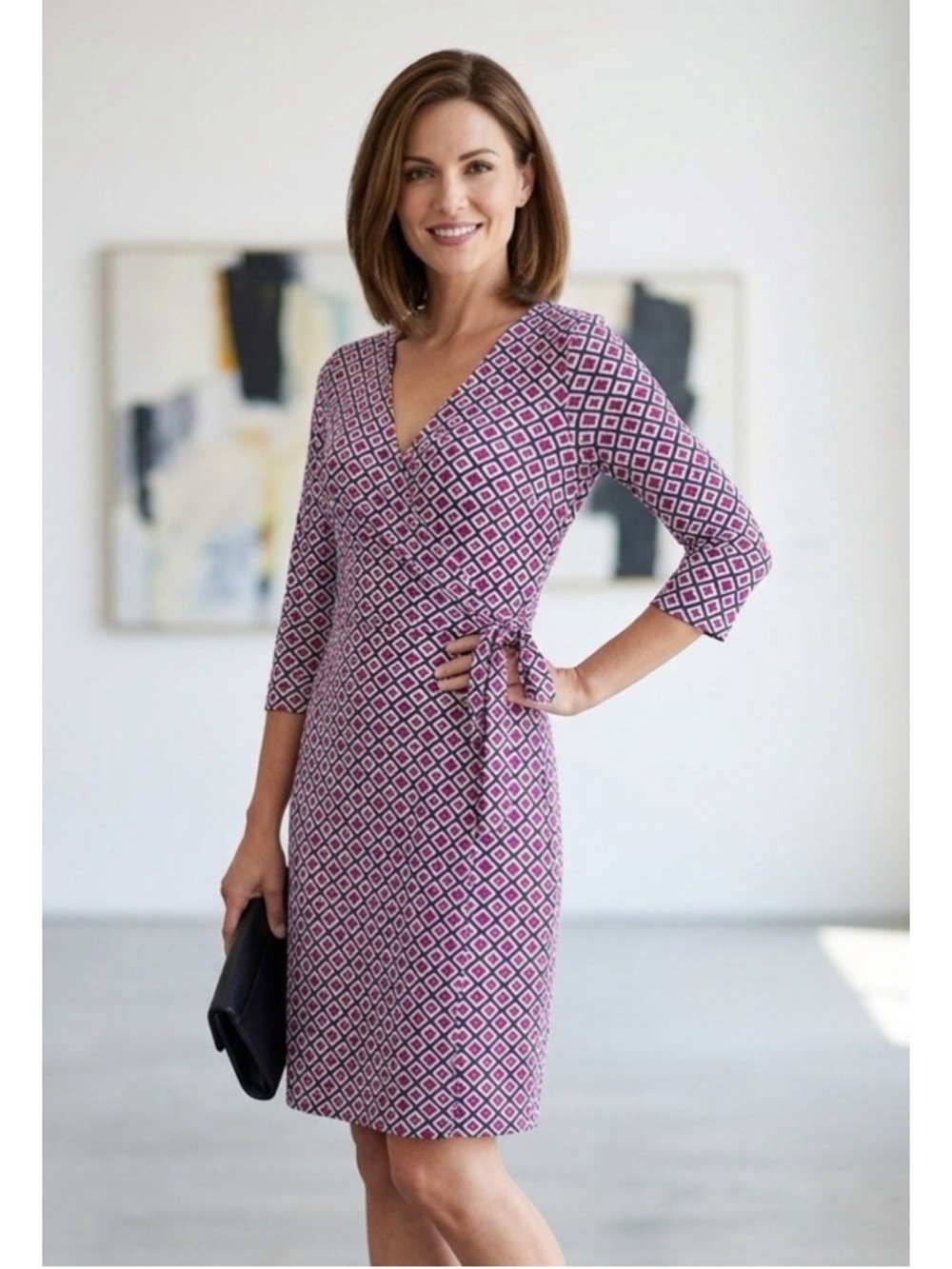 Diane von Furstenberg DVF New Juliane Two Silk Cotton Jersey Wrap Dress Small